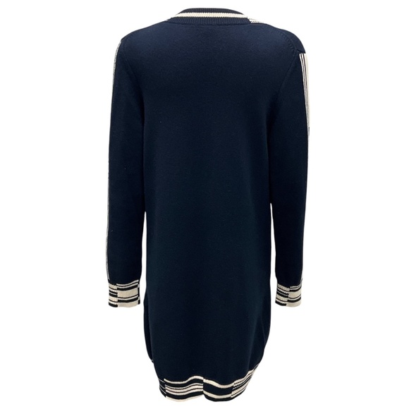 CHANEL RARE NAVY BIARRITZ DEAUVILLE VENISE CC LOGO BUTTON CASHMERE KNIT LONG CAR - Picture 4 of 9